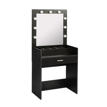 Load image into Gallery viewer, Home source dressing table set with mirror and fool efficiency unit, 15 mm particle board, with 1 drawer and 9-bulb
