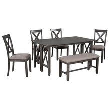 Load image into Gallery viewer, TREXM 6-Piece Family Dining Room Set Solid Wood Space Saving Foldable Table and 4 Chairs with Bench for Dining Room (Gray)
