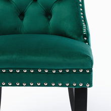 Load image into Gallery viewer, A&amp;A Furniture,Nikki Collection Modern, High-end Tufted Solid Wood Contemporary Velvet Upholstered Dining Chair with Wood Legs Nailhead Trim，  Set of 2，Green
