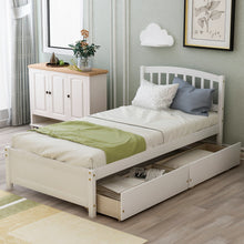 Load image into Gallery viewer, Twin Platform Storage Bed Wood Bed Frame with Two Drawers and Headboard, White （Previous SKU: SF000062KAA）
