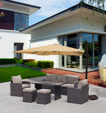 Load image into Gallery viewer, 6-Piece Outdoor PE Rattan Sofa Set Patio Garden Wicker Dining and Coffee Sofa-Dark Brown
