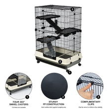 Load image into Gallery viewer, 【VIDEO provided】4-Tier 32 inch Small Animal Metal Cage Height Adjustable with Lockable  Top-Openings Removable for Rabbit Chinchilla Ferret Bunny Guinea Pig ,EVEN FOR HAMSTERS(black)
