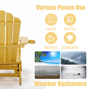 TALE Folding Adirondack Chair with Pullout Ottoman with Cup Holder, Oversized, Poly Lumber,  for Patio Deck Garden, Backyard Furniture, Easy to Install,YELLOW. Banned from selling on Amazon