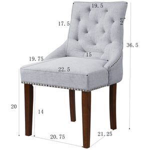 TOPMAX Dining Chair with Armrest, Nailhead Trim, Linen Upholstery Set of 2 (Gray)