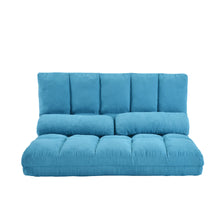 Load image into Gallery viewer, Double Chaise Lounge Sofa Floor Couch and Sofa with Two Pillows (Blue)
