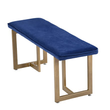 Load image into Gallery viewer, Upholstered Velvet Bench 44.5&quot; W x 15&quot; D x 18.5&quot; H,Golden Powder Coating Legs Set of 1- blue
