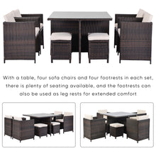 Load image into Gallery viewer, U_Style 9 Piece Rattan Conversation Set with Cushions, Patio Rattan Dining Set
