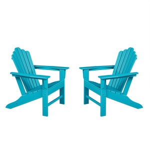Classic Outdoor Adirondack Chair Set of 2 for Garden Porch Patio Deck Backyard, Weather Resistant Accent Furniture, Blue