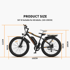 AOSTIRMOTOR S07-B 26" 750W Electric Bike Fat Tire P7 48V 13AH Removable Lithium Battery for Adults with Detachable Rear Rack Fender(Black)亚马逊禁售