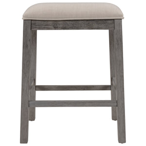 TOPMAX Farmhouse Rustic 2-piece Counter Height Wood Kitchen Dining Stools for Small Places, Gray+Beige Cushion