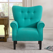 Load image into Gallery viewer, Modern Wing Back Accent Chair Roll Arm Living Room Cushion with Wooden Legs,Mallard Teal
