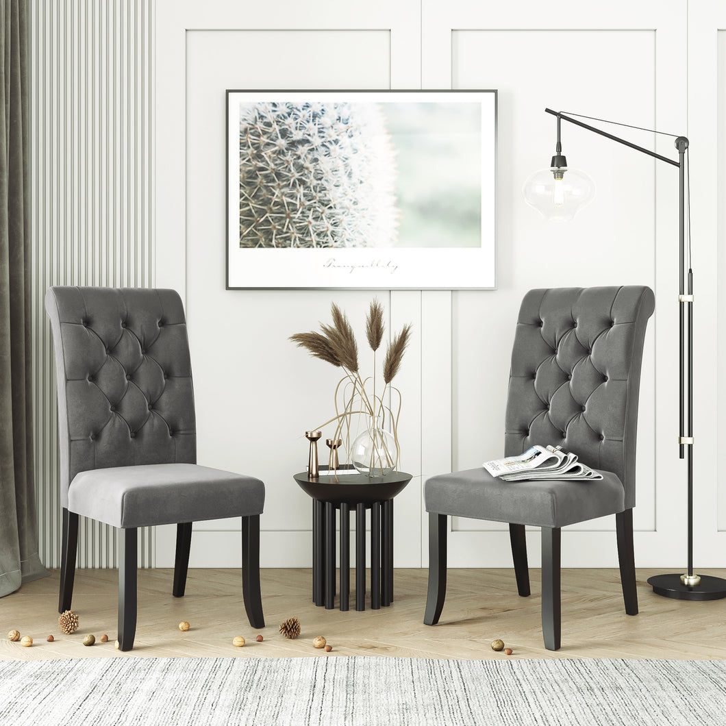 TOPMAX Dining Tufted Armless Upholstered Accent Chair Set of 2 (Grey), Gray