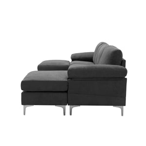 RELAX LOUNGE Convertible Sectional Sofa Dark Grey Fabric