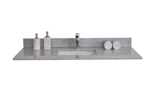 Montary 49 inches bathroom stone vanity top calacatta gray engineered marble color with undermount ceramic sink and single faucet hole with backsplash