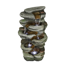 Load image into Gallery viewer, 5-Tier Rock Water Fountain with LED Rockery Cascading Outdoor Waterfall Fountain
