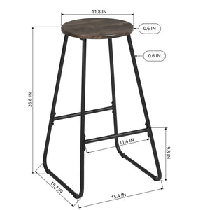 27 Inch Counter Height Bar Stools Set of 2, Armless Counter Stools MDF Seat with Metal Legs for Dining Room Kithchen Bar