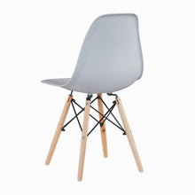 Load image into Gallery viewer, Light Gray simple fashion leisure plastic chair environmental protection PP material thickened seat surface solid wood leg dressing stool restaurant outdoor cafe chair set of 1
