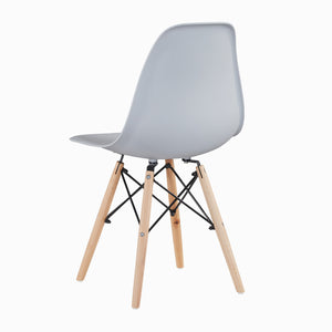 Light Gray simple fashion leisure plastic chair environmental protection PP material thickened seat surface solid wood leg dressing stool restaurant outdoor cafe chair set of 1