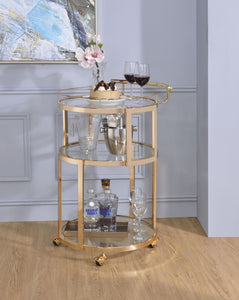 ACME Madelina Serving Cart, Gold & Clear Glass 98286