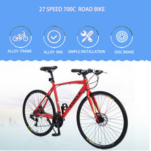 Load image into Gallery viewer, 27 Speed Hybrid bike Disc Brake 700C Road Bike For men women&#39;s City Bicycle
