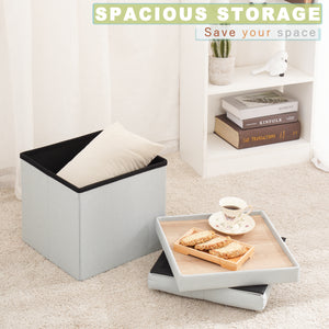 Foldable Storage Ottoman for Dorm Living Room