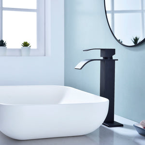 Waterfall Spout Bathroom Faucet,Single Handle Bathroom Vanity Sink Faucet