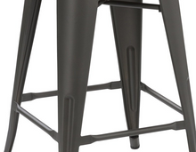 Load image into Gallery viewer, 30&quot; Metal Vintage Gunmetal Rustic Counter Bar Stool Modern Wood seat 4 barstools
