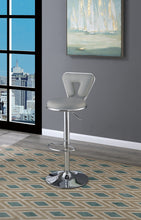 Load image into Gallery viewer, Adjustable Bar stool Gas lift Chair Gray Faux Leather Chrome Base metal frame Modern Stylish Set of 2 Chairs

