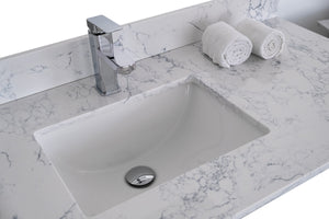 Montary 49"x 22" bathroom stone vanity top carrara jade engineered marble color with undermount ceramic sink and single faucet hole with backsplash