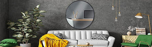 YSSOA Round Wall Mirror, Circle Mirror for Bathroom, Entry, Dining Room & Living Room Metal Black Frame Wall Mount Mirror, 24 inch