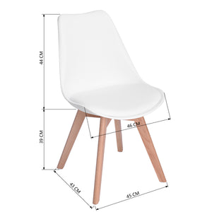 Dining Chairs,Set of 4 Eames Style PU Leather Solid Wood Beech Legs, white