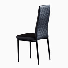 Load image into Gallery viewer, Black modern minimalist dining chair fireproof leather sprayed metal pipe diamond grid pattern restaurant home conference chair set of 6
