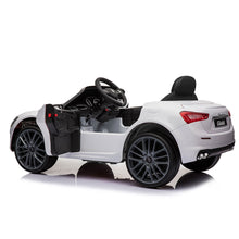 Load image into Gallery viewer, Maserati-Licensed 12V Kids Ride On Car, Electric Vehicle with Remote Control, MP3, USB, Music, Horn, LED Lights, Openable Doors, White
