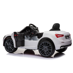 Maserati-Licensed 12V Kids Ride On Car, Electric Vehicle with Remote Control, MP3, USB, Music, Horn, LED Lights, Openable Doors, White