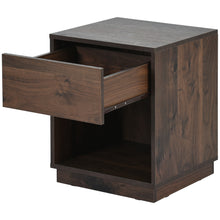 Load image into Gallery viewer, Mid-Century Modern Nightstand End Table Open Storage with  One Drawer, Dark Brown

