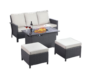 outdoor wicker sectional sofa set 3S+fire table