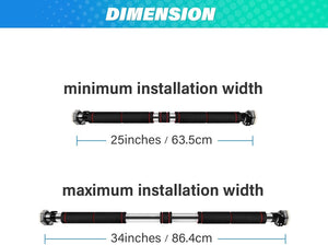 HealSmart Heavy Duty Doorway Pull Up & Chin Up Bar, No Screws & Drill Installation, 25 to 34 Inches Adjustable Width, Red, Small Size, 2-Pack Fitness Equipment, S