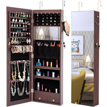Load image into Gallery viewer, Fashion Simple Jewelry Storage Mirror Cabinet With LED Lights Can Be Hung On The Door Or Wall
