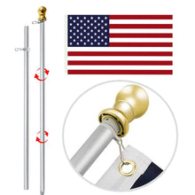 Load image into Gallery viewer, 6FT Flag Pole kit, Aluminum Flag Pole Bracket Tangle Free Spinning Flagpole Hardware with Bracket for USA American Flags
