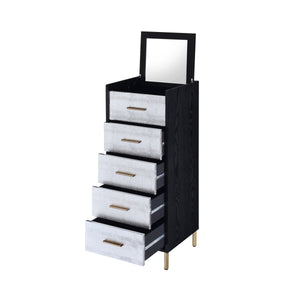 ACME Myles Jewelry Armoire, Black, Silver & Gold Finish AC01167