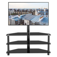 Load image into Gallery viewer, Black Multi-function TV Stand Height Adjustable Bracket Swivel 3-Tier
