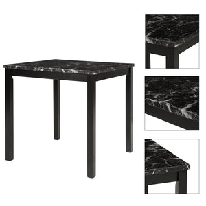 TOPMAX 5-Piece Kitchen Table Set Marble Top Counter Height Dining Table Set with 4 Leather-Upholstered Chairs (Black)