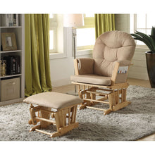 Load image into Gallery viewer, ACME Rehan Chair &amp; Ottoman (2Pc Pk) in Taupe Microfiber &amp; Natural Oak 59332
