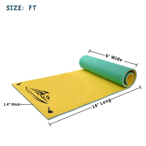 18 x 6 FT Floating Water Mat Foam Pad Lake Floats Lily Pad, 3-Layer XPE Water Pad with Storage Straps for Adults Outdoor Water Activities