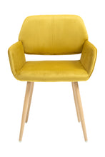 Load image into Gallery viewer, Velet Upholstered Side Dining Chair with Metal Leg(Yellow velet+Beech Wooden Printing Leg),KD backrest
