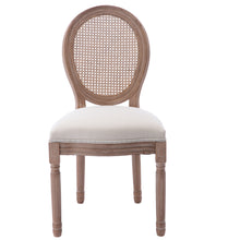 Load image into Gallery viewer, HengMing Upholstered Fabrice With Rattan Back French Dining  Chair with rubber legs,Set of 2,Beige
