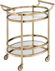 ACME Lakelyn Serving Cart, Brushed Bronze & Clear Glass 98190