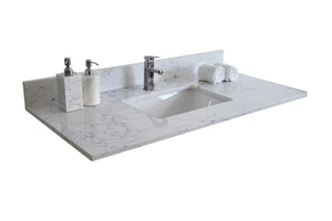 Montary 43"x 22" bathroom stone vanity top carrara jade  engineered marble color with undermount ceramic sink and single faucet hole with backsplash