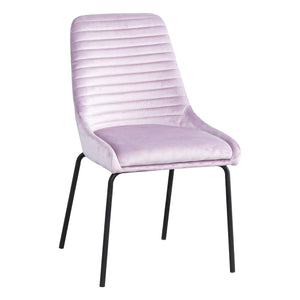 Hot Sell Simple Fabric Foam Metal Leg Steel Leg Pink Fabric Dining Chair(set of 2)