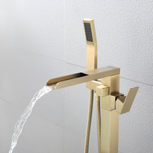 Load image into Gallery viewer, Waterfall Freestanding Single Handle Floor Mounted Clawfoot Tub Faucet with Handshower
